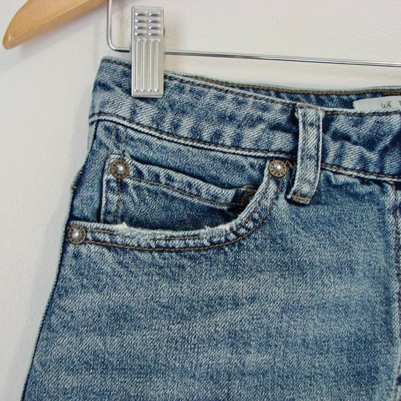 Free People We The Free Zip It Up Denim Jean Mini Skirt Raw Hem Festival Size 24 - Picture 5 of 14